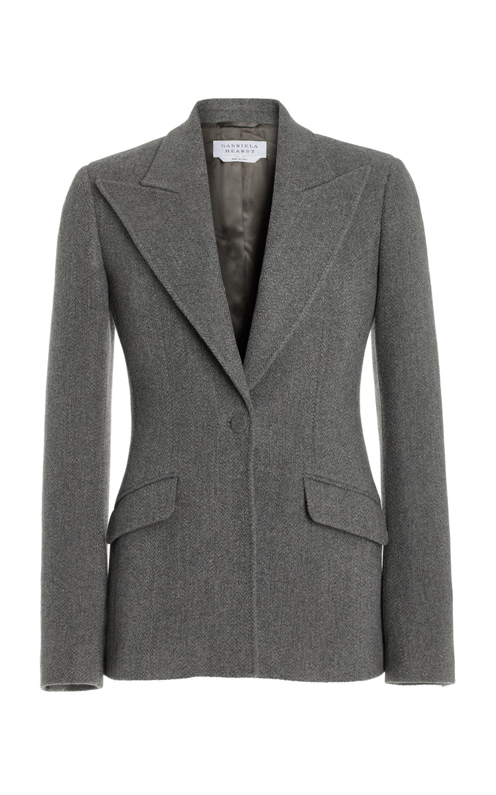 Leiva Blazer in Dark Grey Multi Cashmere Virgin Wool Herringbone