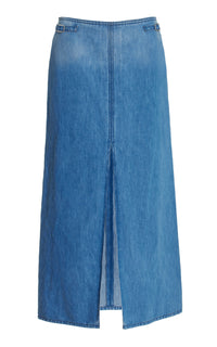 Morelos Skirt in Ligh Blue Cotton Linen Denim