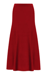 Freddie Knit Midi Skirt in Scarlet Red Merino Wool Cashmere