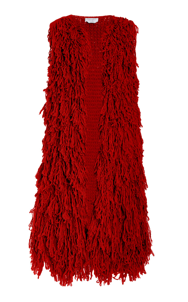 Sigmud Knit Gilet in Scarlet Red Virgin Wool Cashmere Silk