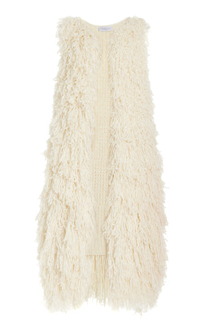 Sigmud Knit Gilet in Ivory Virgin Wool Cashmere Silk