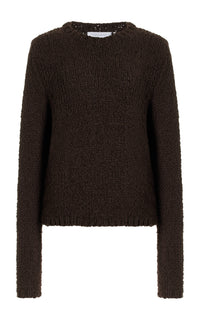 Abrams Knit Sweater in Chocolate Cashmere Boucle