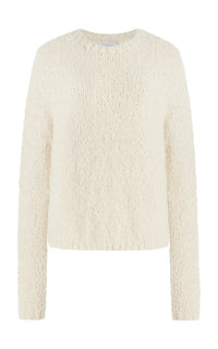 Abrams Knit Sweater in Ivory Cashmere Boucle