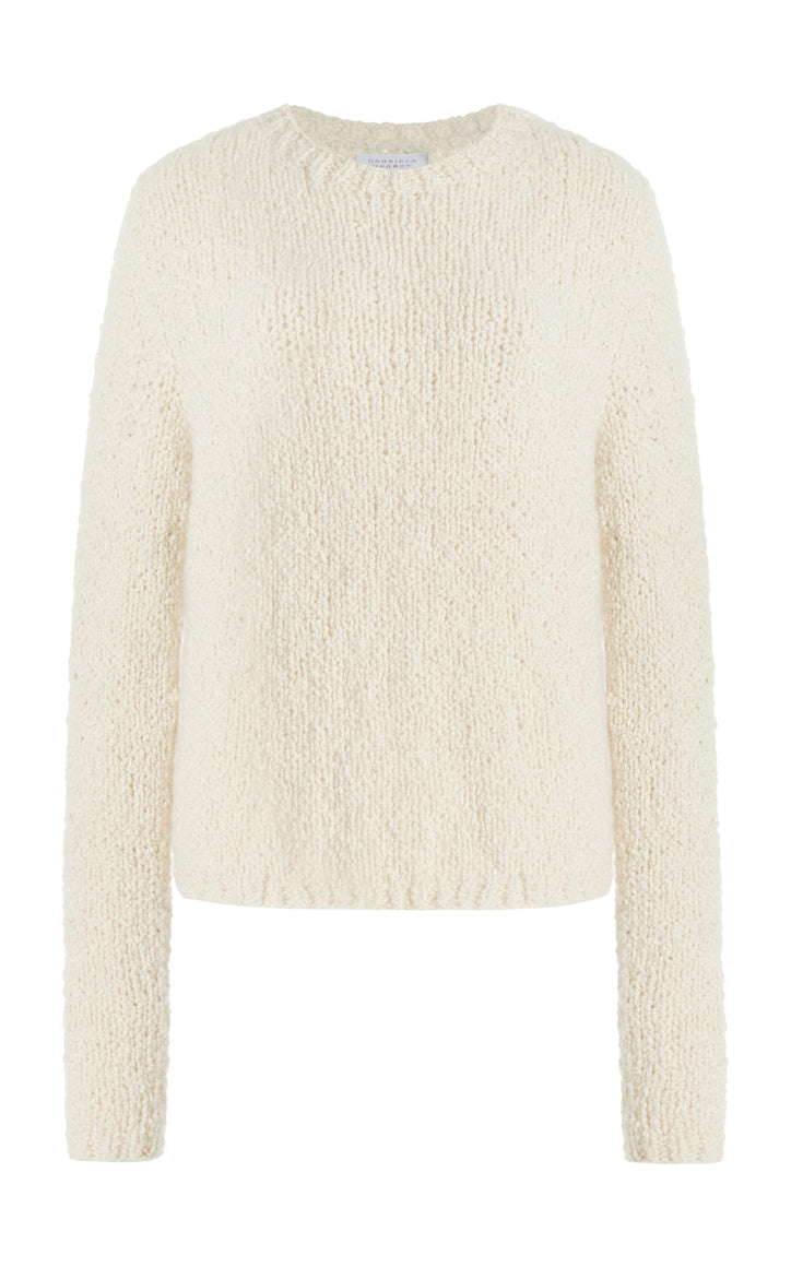 Abrams Knit Sweater in Ivory Cashmere Boucle