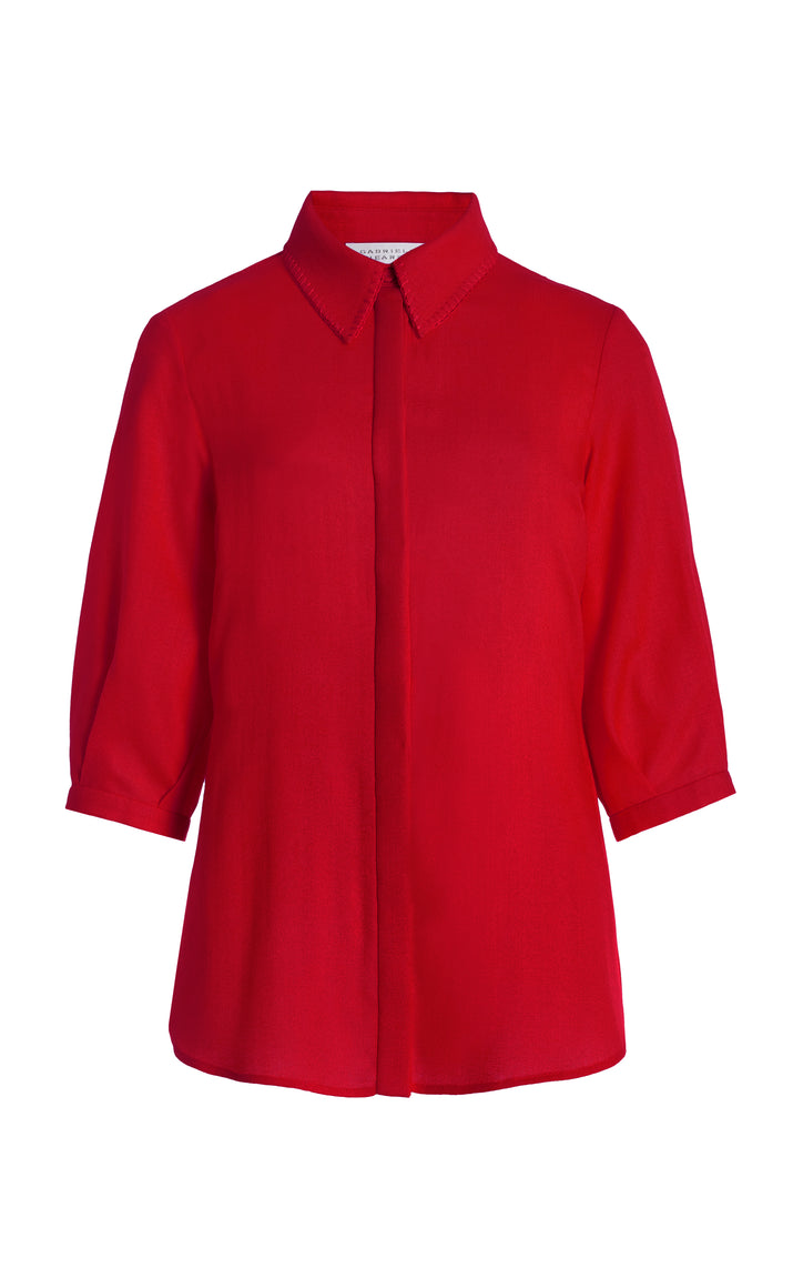 Hadley Blouse in Scarlet Red Virgin Wool