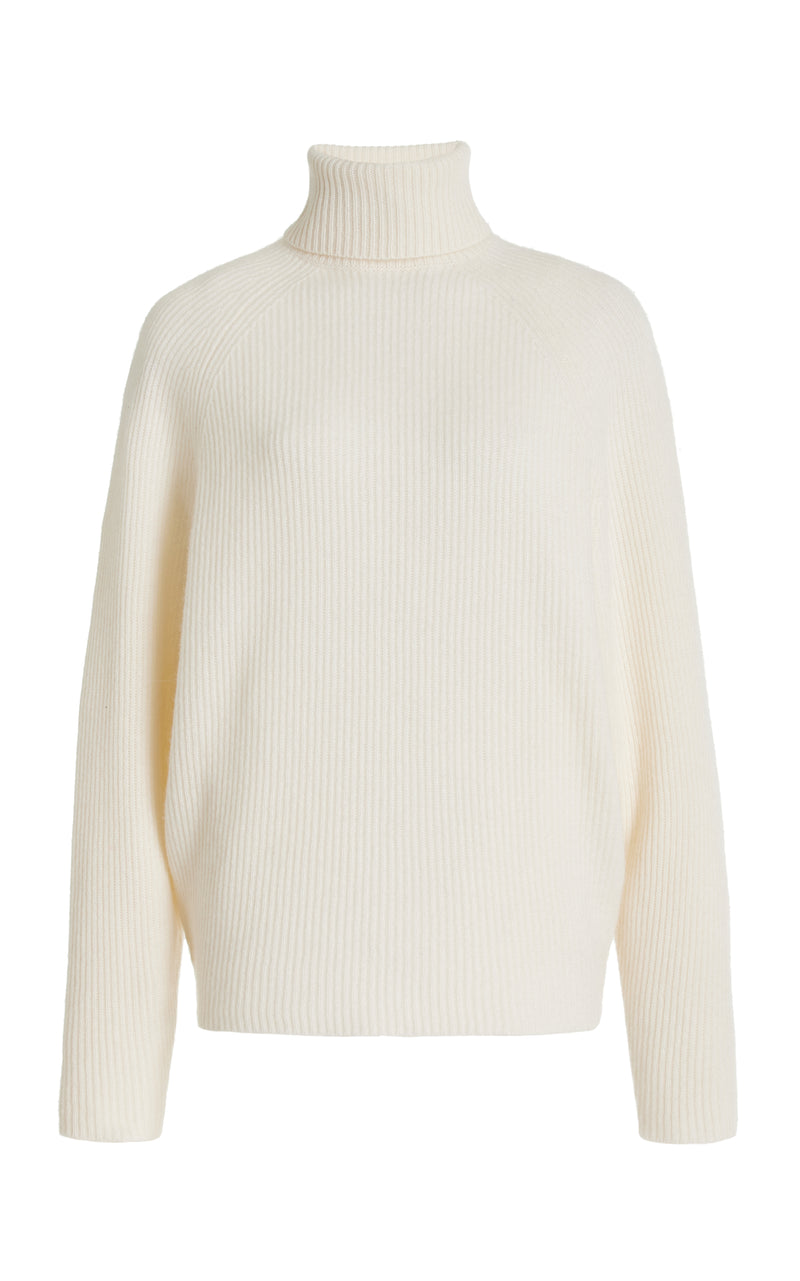 Ivory Cashmere Turtleneck Sweater - Front View | Gabriela Hearst