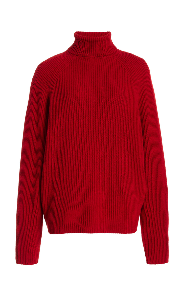 Wigman Knit Turtleneck Sweater in Scarlet Red Cashmere