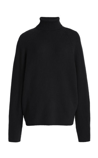 Black Cashmere Turtleneck Sweater - Front View | Gabriela Hearst
