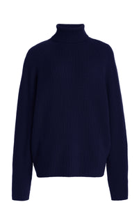 Wigman Knit Turtleneck Sweater in Navy Cashmere
