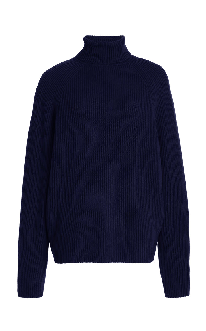 Wigman Knit Turtleneck Sweater in Navy Cashmere