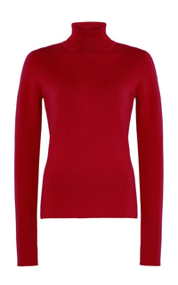 May Knit Turtleneck in Scarlet Red Merino Wool Cashmere