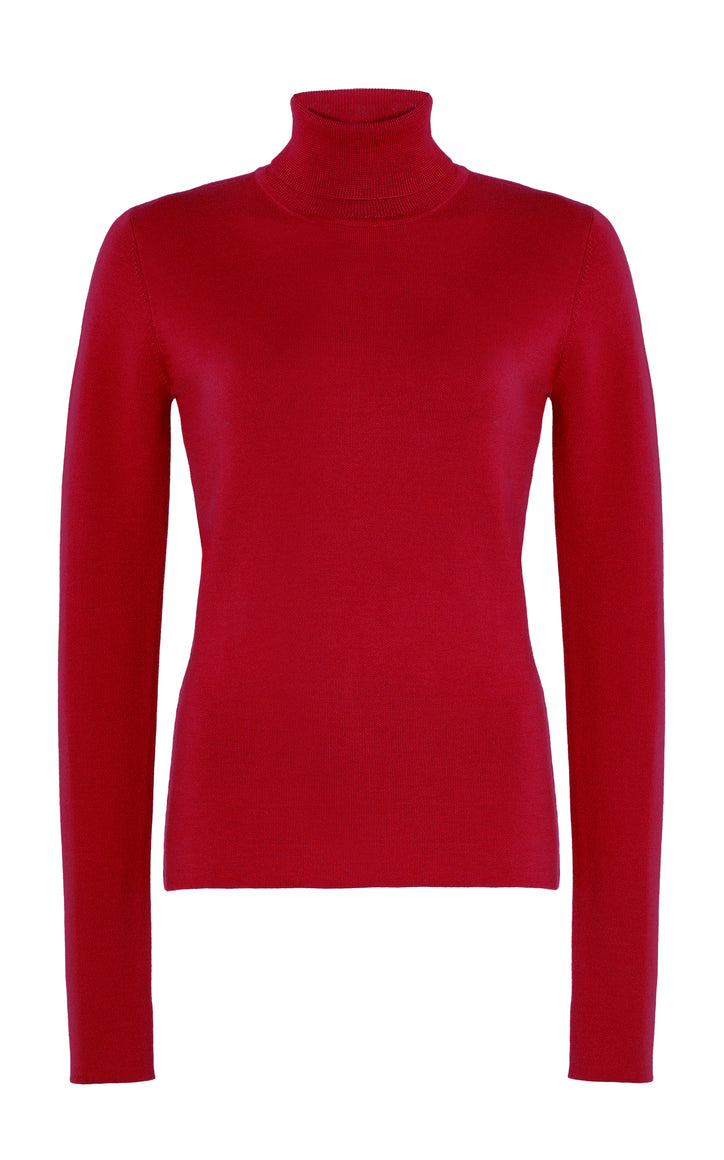 May Knit Turtleneck in Scarlet Red Merino Wool Cashmere