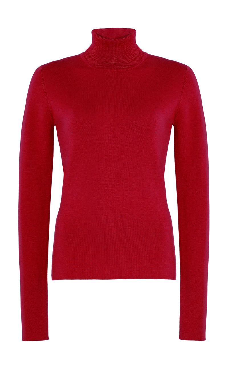 Scarlet Red Wool Cashmere May Turtleneck - Front View | Gabriela Hearst