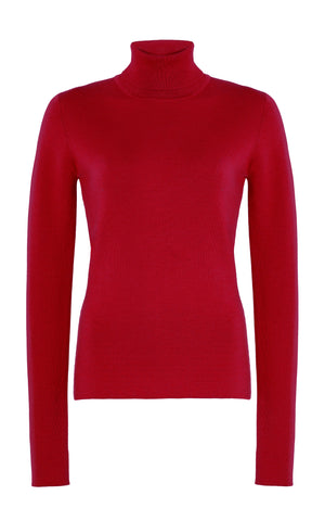 May Knit Turtleneck in Scarlet Red Merino Wool Cashmere