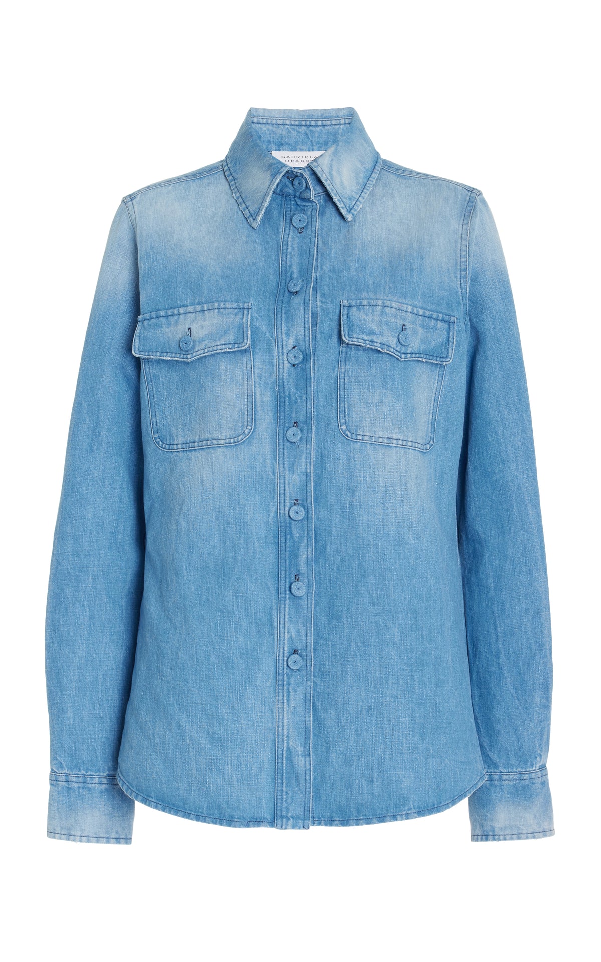 John Austin Shirt in Light Blue Recycled Cotton Linen Denim