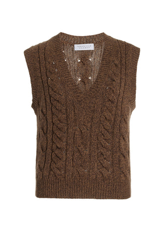 Selsey Knit Top in Chocolate Multi Cashmere