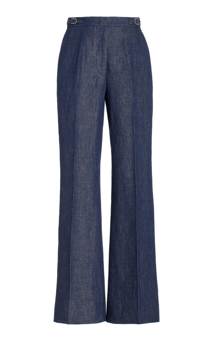 Vesta Pant in Dark Navy Washed Linen Denim