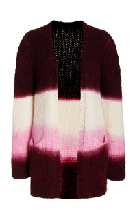 Amelia Dip Dye Knit Cardigan in Bordeaux Multi Welfat Cashmere