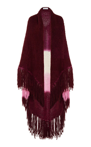 Lauren Dip Dye Knit Wrap in Bordeaux Multi Welfat Cashmere