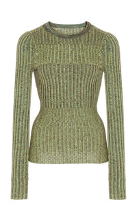 Willow Knit Sweater in Green Multi Cashmere Silk