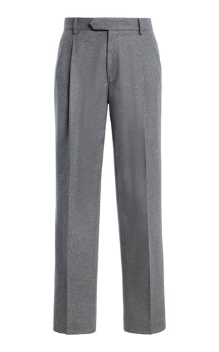 Arthur Pleated Pant in Smoke Wool Cashmere Flannel