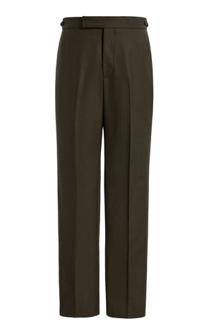Sebastian Slim-leg Pant in Olive Wool Cashmere Flannel