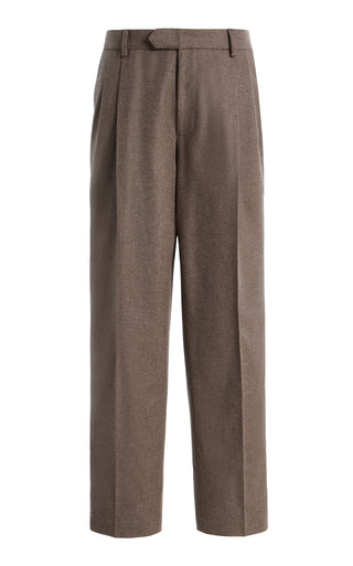 Arthur Pleated Pant in Walnut Wool Cashmere Flannel