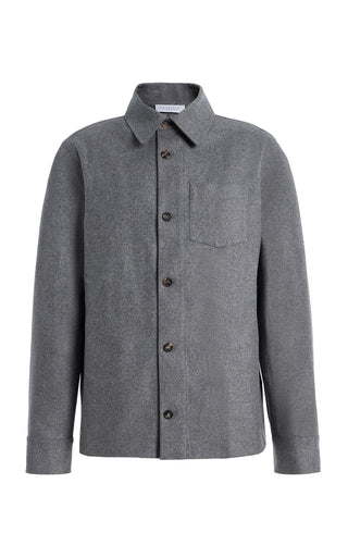 Drew Overshirt in Smoke Wool Cashmere Flannel