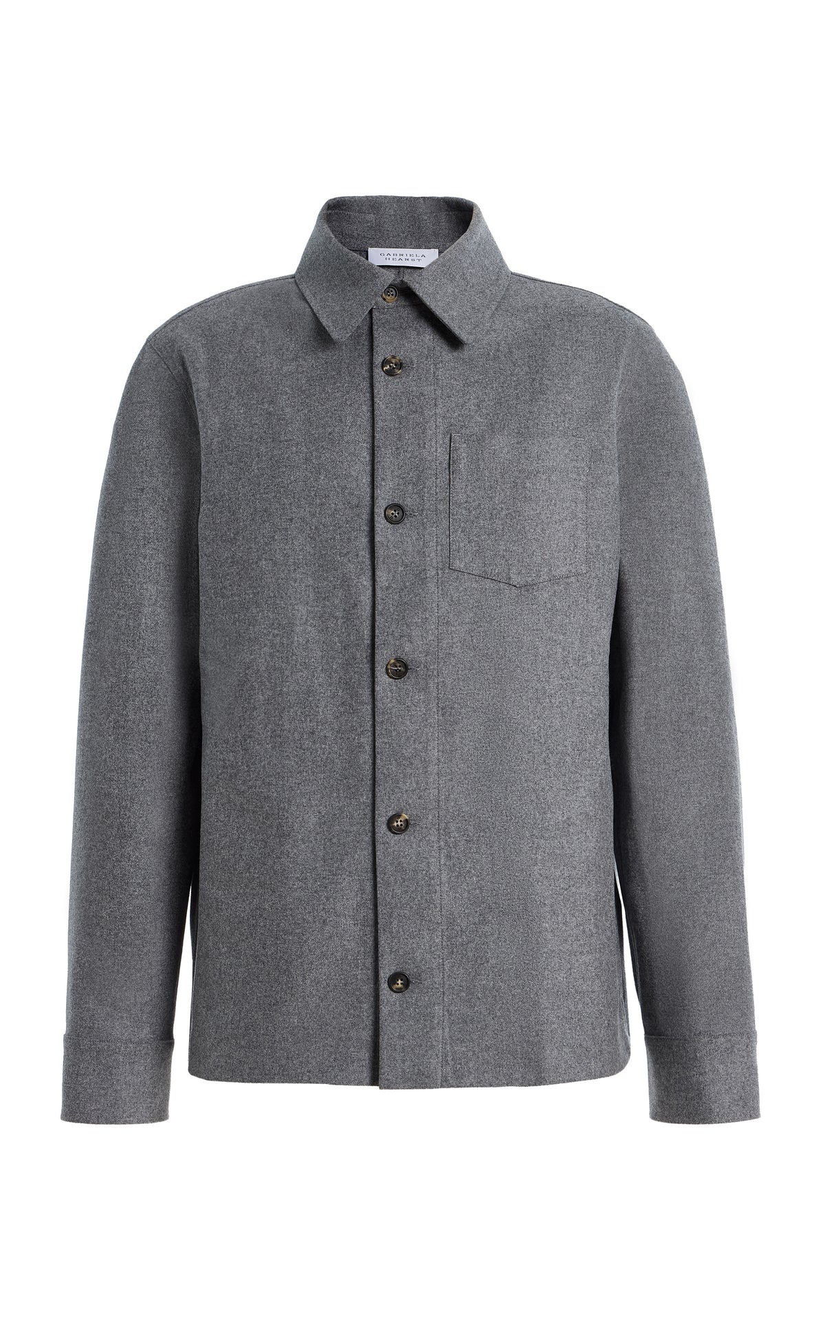 Drew Over Shirt in Smoke Wool Cashmere Flannel