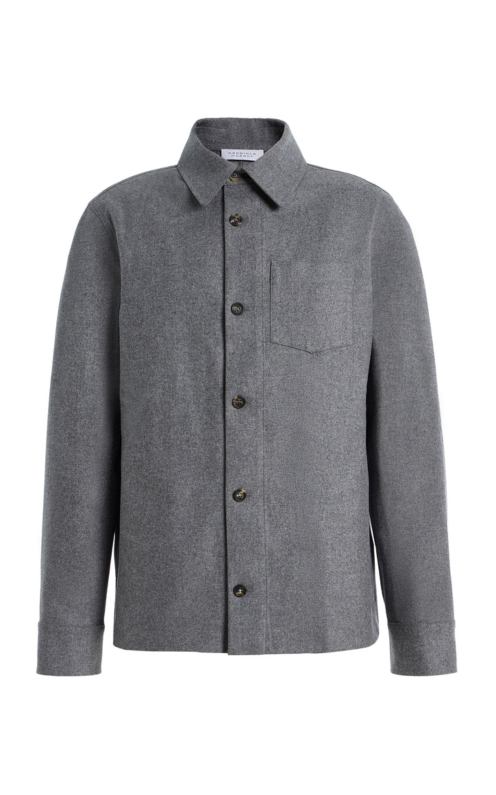 Drew Over Shirt in Smoke Wool Cashmere Flannel