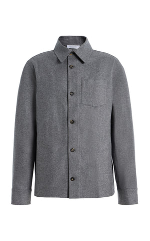 Drew Over Shirt in Smoke Wool Cashmere Flannel
