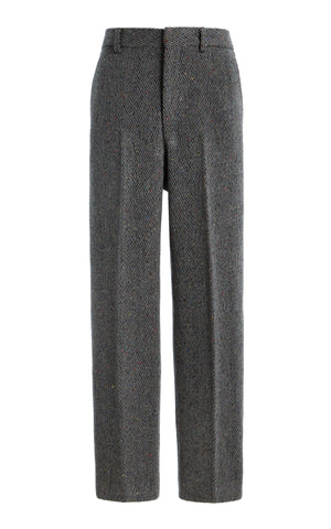 Harold Trouser in Charcoal Multi Cashmere Wool Herringbone