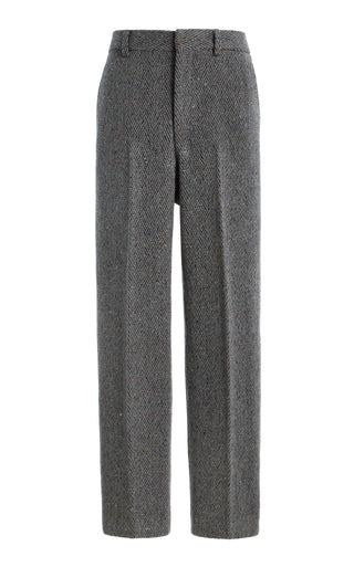 Harold Straight-leg Trouser in Charcoal Multi Cashmere Wool Herringbone