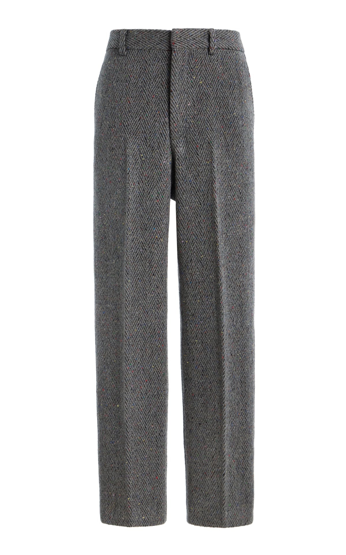Harold Straight-leg Trouser in Charcoal Multi Cashmere Wool Herringbone