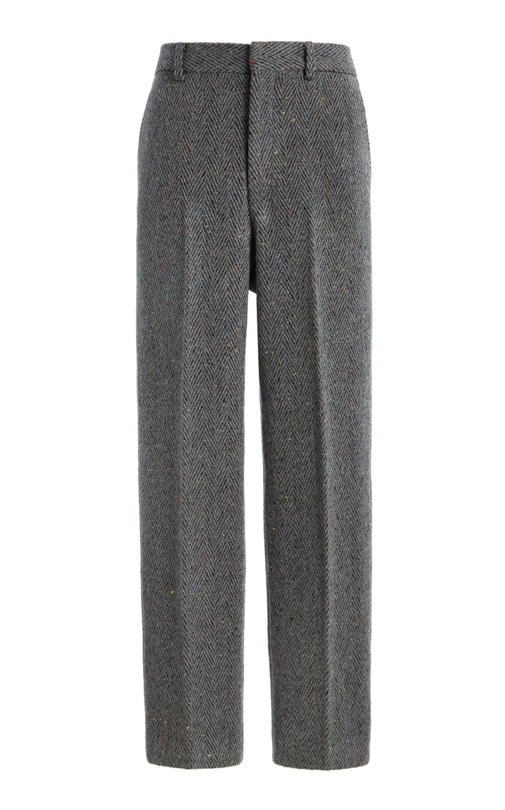 Harold Straight-leg Trouser in Charcoal Multi Cashmere Wool Herringbone