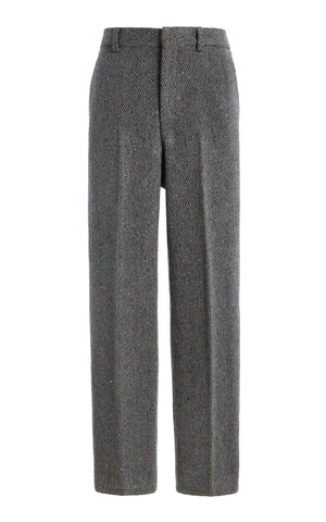 Harold Straight-leg Trouser in Charcoal Multi Cashmere Wool Herringbone