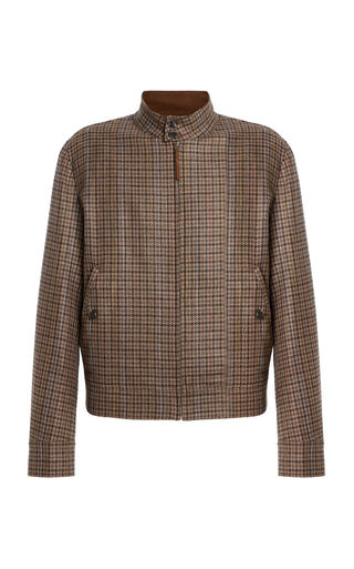 Graham Jacket in Camel Multi Wool Silk Houndstooth
