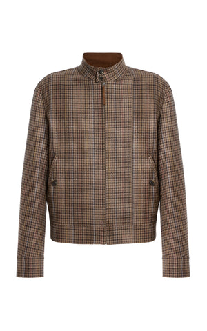 Graham Jacket in in Camel Multi Wool Silk Houndstooth
