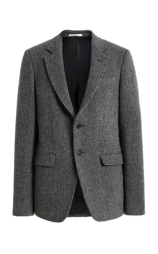 Irving Jacket in Charcoal Multi Cashmere Wool Herringbone