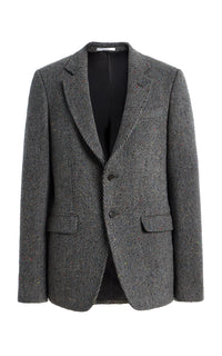 Irving Jacket in Charcoal Multi Cashmere Wool Herringbone