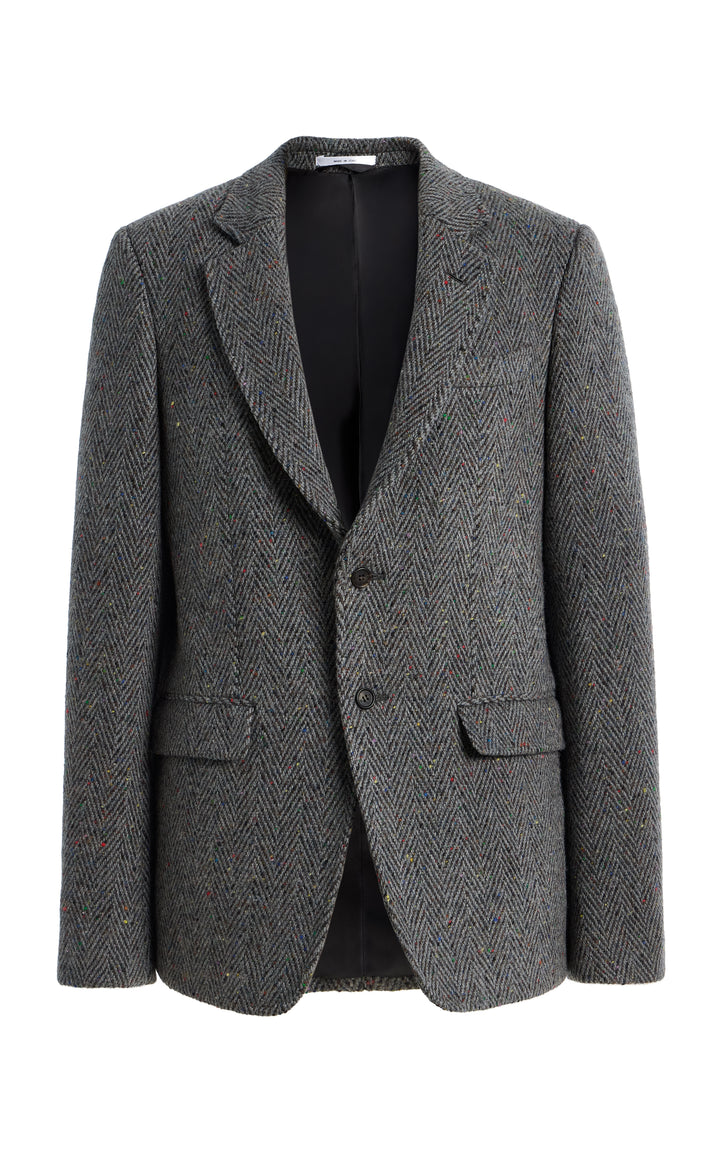 Irving Jacket in Charcoal Multi Cashmere Wool Herringbone