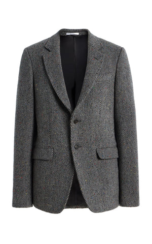 Irving Jacket in Charcoal Multi Cashmere Wool Herringbone