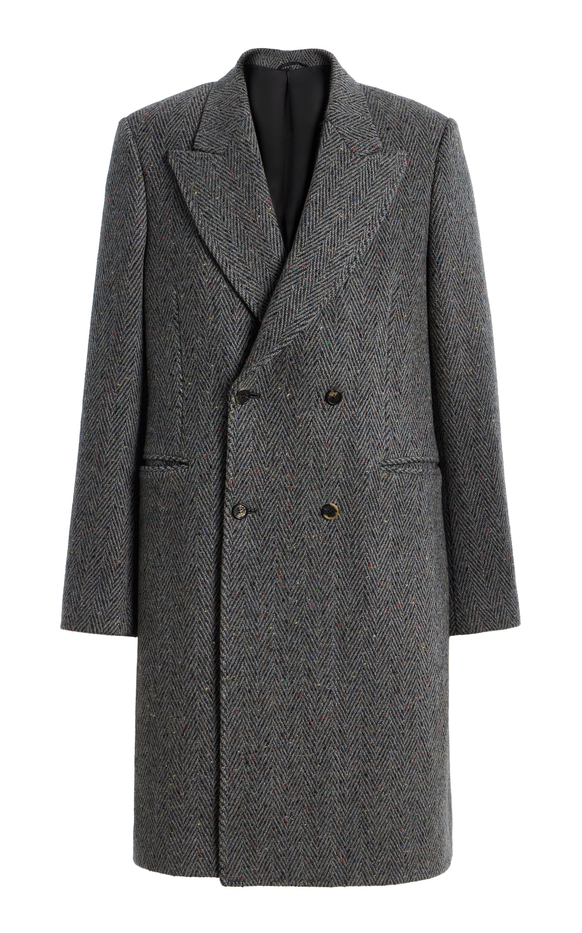 Mcaffrey Coat in Charcoal Multi Cashmere Wool Herringbone