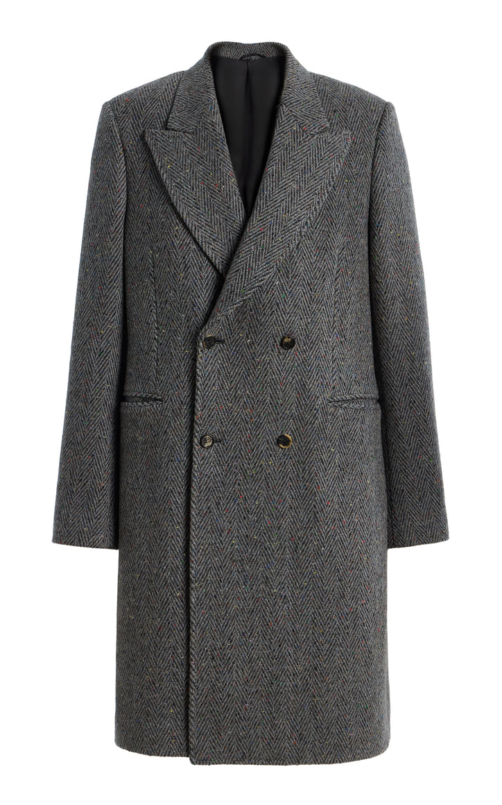 Mcaffrey Coat in Charcoal Multi Cashmere Wool Herringbone