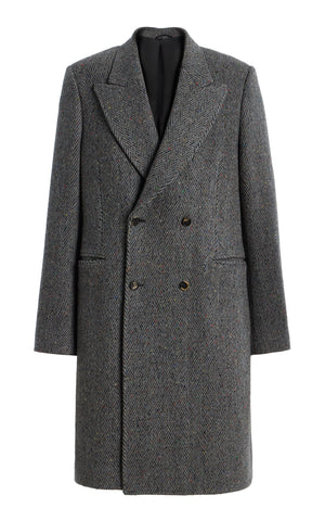Mcaffrey Coat in Charcoal Multi Cashmere Wool Herringbone