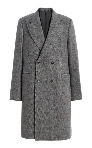 Mcaffrey Coat in Charcoal Multi Cashmere Wool Herringbone