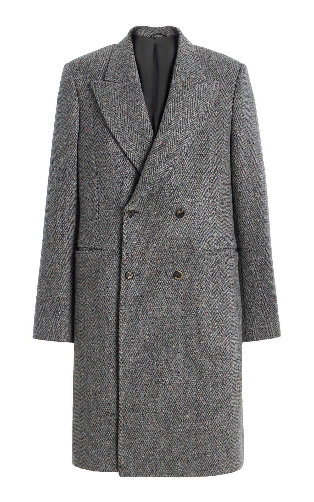 Mcaffrey Coat in Charcoal Multi Cashmere Wool Herringbone