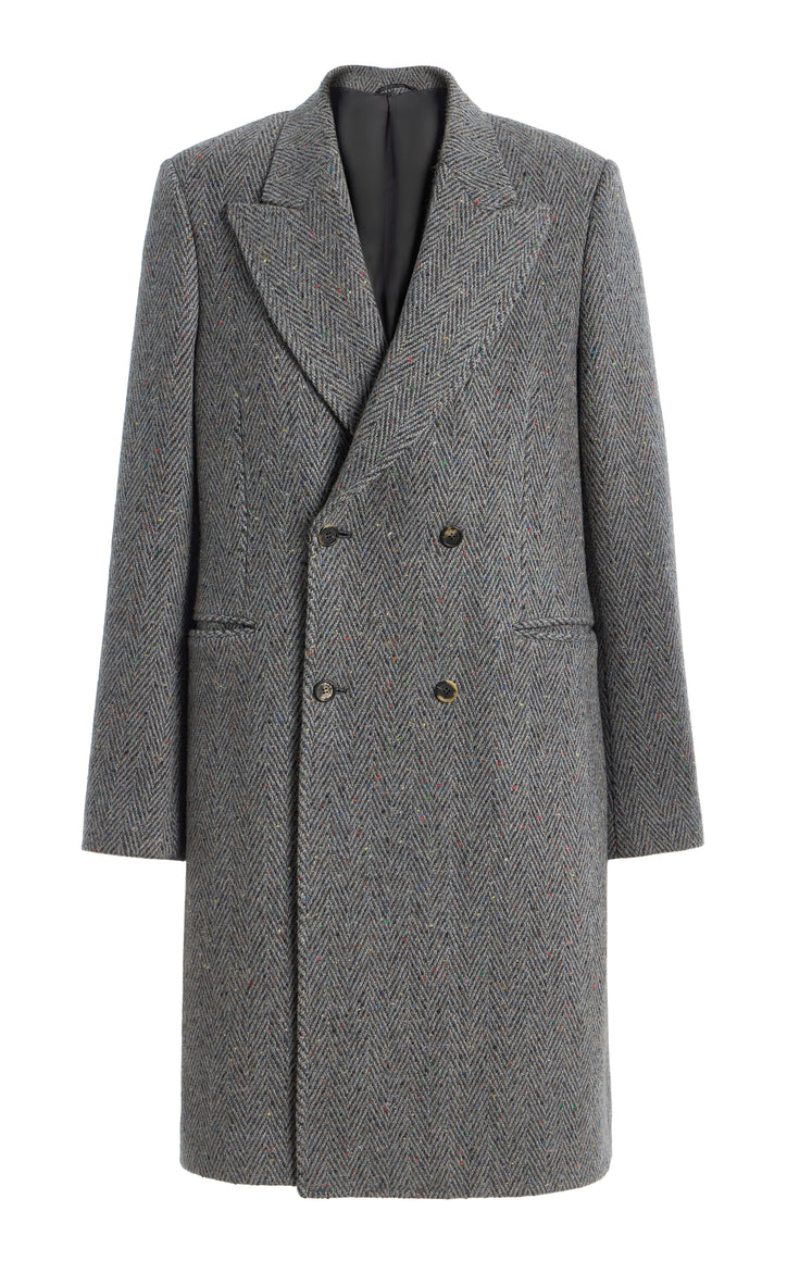 Mcaffrey Coat in Charcoal Multi Cashmere Wool Herringbone