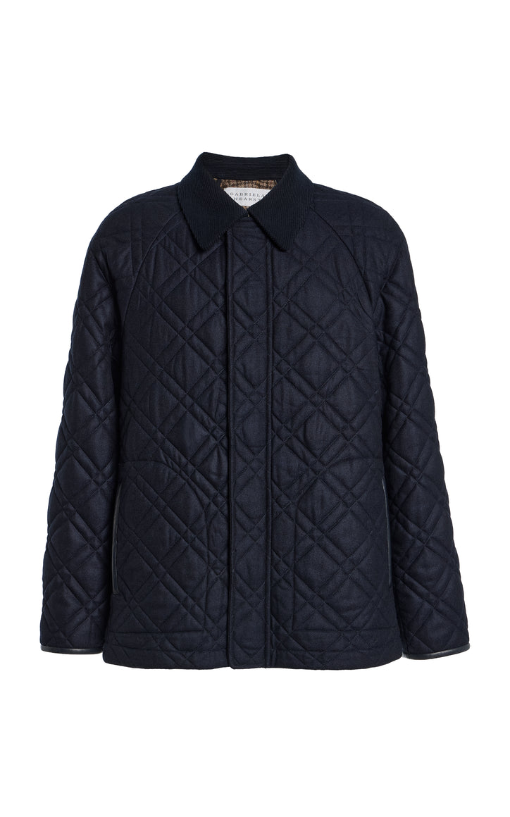 Clarence Barn Jacket in Dark Navy Wool Cashmere Flannel