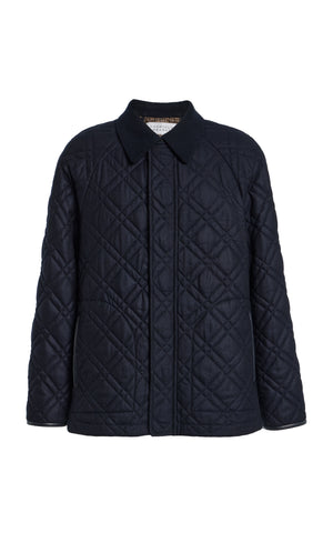 Clarence Barn Jacket in Dark Navy Wool Cashmere Flannel